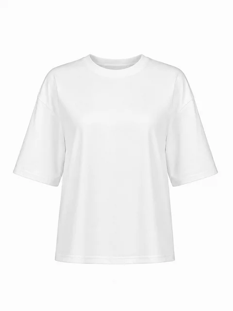 تیشرت باکسی زنانه بیسیک T001 سفید