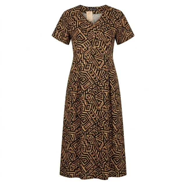 N008 Printed 3-Button Shirt مشکی نخدی