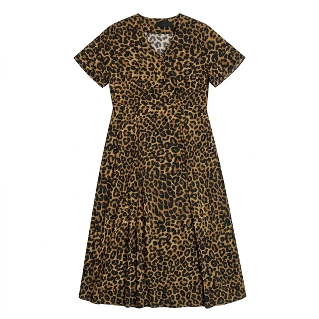 N008 Printed 3-Button Shirt پلنگی ریز